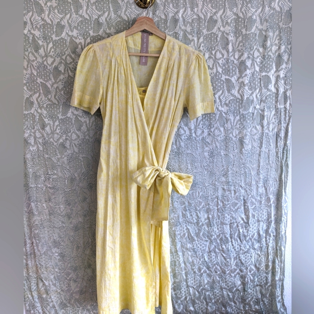 NWT Plum Pretty Sugar Midi Yellow Floral Wrap Dress